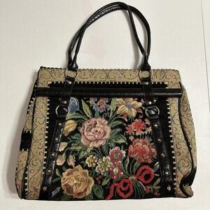 Mellow World Flower Shop Tapestry Hand Beaded Weekender Tote Bag Vegan Purse
